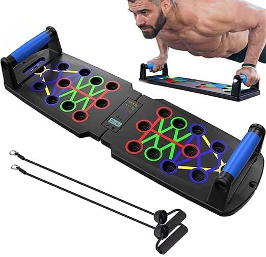 41 In 1 Body Building Push Up Rack Board with Smart Counting & Resistance Bands, Foldable Colour-coded Power-press & Multi-function Push-up Fitness Stands Board for Muscle Training Sport Gym