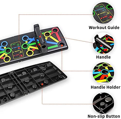 41 In 1 Body Building Push Up Rack Board with Smart Counting & Resistance Bands, Foldable Colour-coded Power-press & Multi-function Push-up Fitness Stands Board for Muscle Training Sport Gym