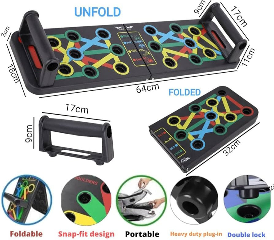 41 In 1 Body Building Push Up Rack Board with Smart Counting & Resistance Bands, Foldable Colour-coded Power-press & Multi-function Push-up Fitness Stands Board for Muscle Training Sport Gym